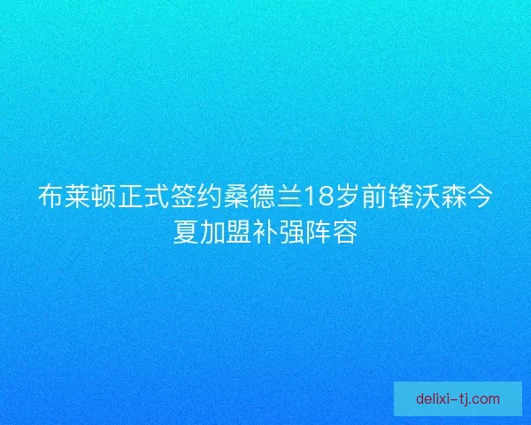 布莱顿正式签约桑德兰18岁前锋沃森今夏加盟补强阵容