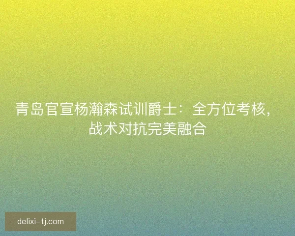 青岛官宣杨瀚森试训爵士：全方位考核，战术对抗完美融合